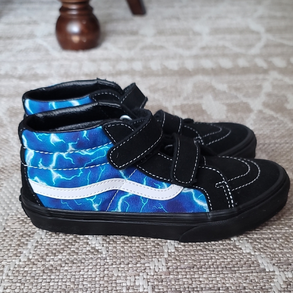 Vans Kids High-Top Sneakers in Blue Lightning with White Stripe